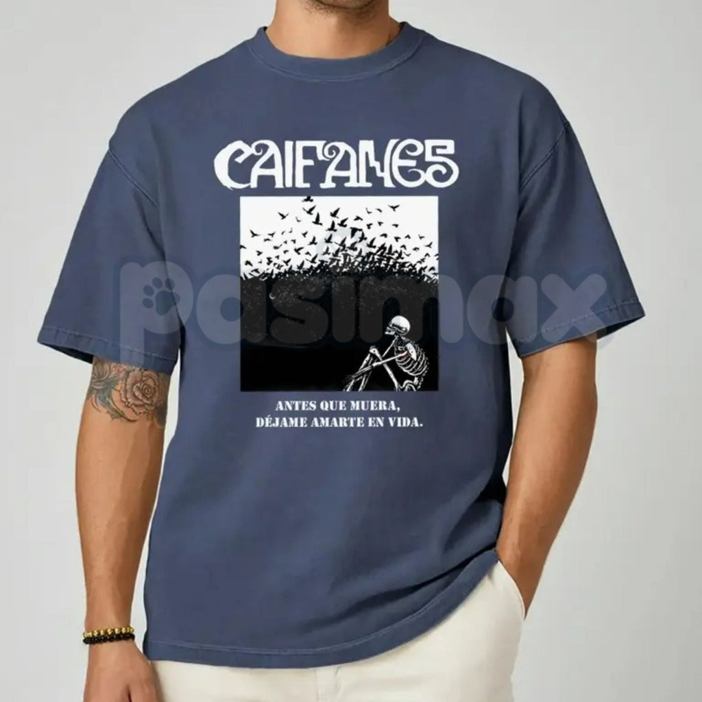 Caifanes "Miedo" Skeleton Birds T-Shirt – Retro Rock en Español Graphic Tee, Premium 100% Cotton Gothic Band Top, Soft Lived-In Heavyweight Spanish Rock Fan Shirt, Made in USA