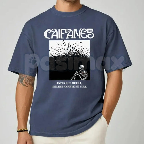 Caifanes "Miedo" Skeleton Birds T-Shirt – Retro Rock en Español Graphic Tee, Premium 100% Cotton Gothic Band Top, Soft Lived-In Heavyweight Spanish Rock Fan Shirt, Made in USA