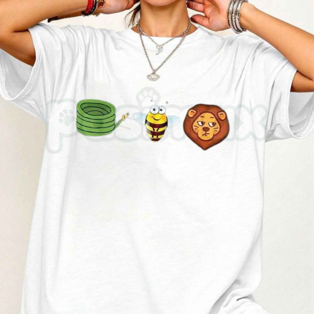 Hose Bee Lion Graphic T-Shirt – Funny Wordplay Animal Pun Mens Cotton Short Sleeve Tee