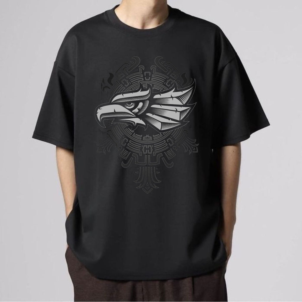 Pasimax Men's 3D Eagle & Tribal Print T-Shirt — detail close-up
