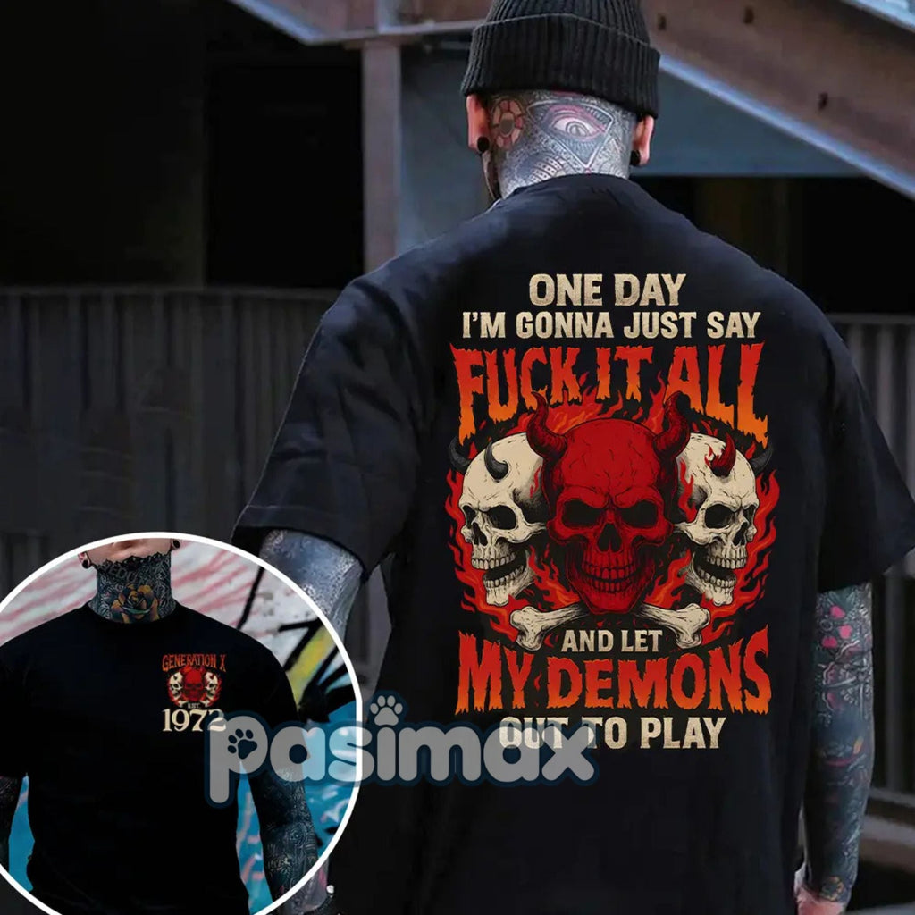 Pasimax Funny Gen X "One Day I'm Gonna Say F.I.A" T-Shirt — detail close-up