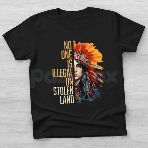 "No One Is Illegal On Stolen Land" Vintage Shirt - Indigenous Rights & Immigration Reform Graphic Tee, Social Justice Activist Shirt, Premium Heavyweight Unisex Human Rights Top, Decolonize Borders Apparel, Vintage Protest Statement Tee