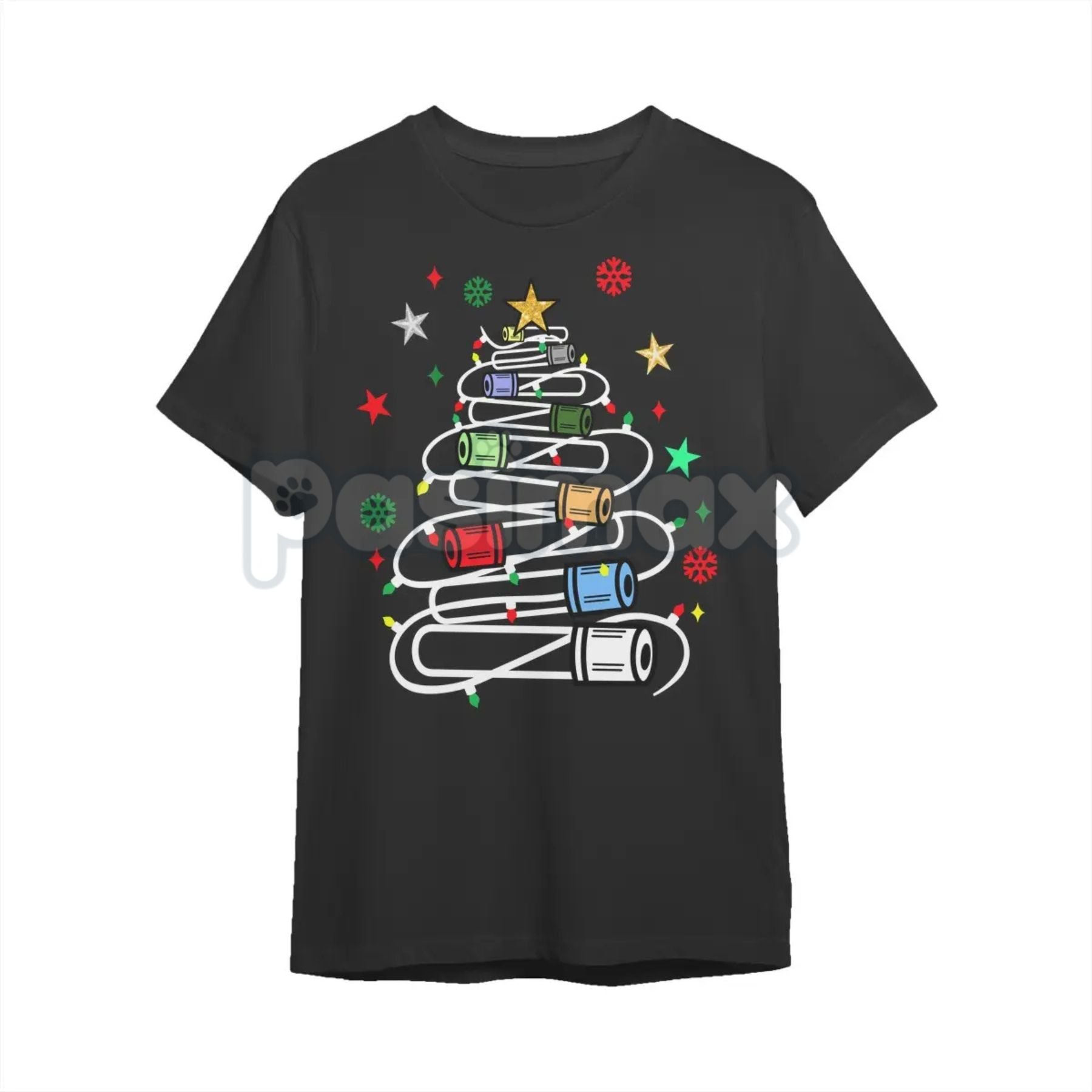 Pasimax Funny Phlebotomy Christmas T-Shirt – Blood Draw Humor Holiday Graphic Tee, Sweatshirt & Hoodie — detail close-up