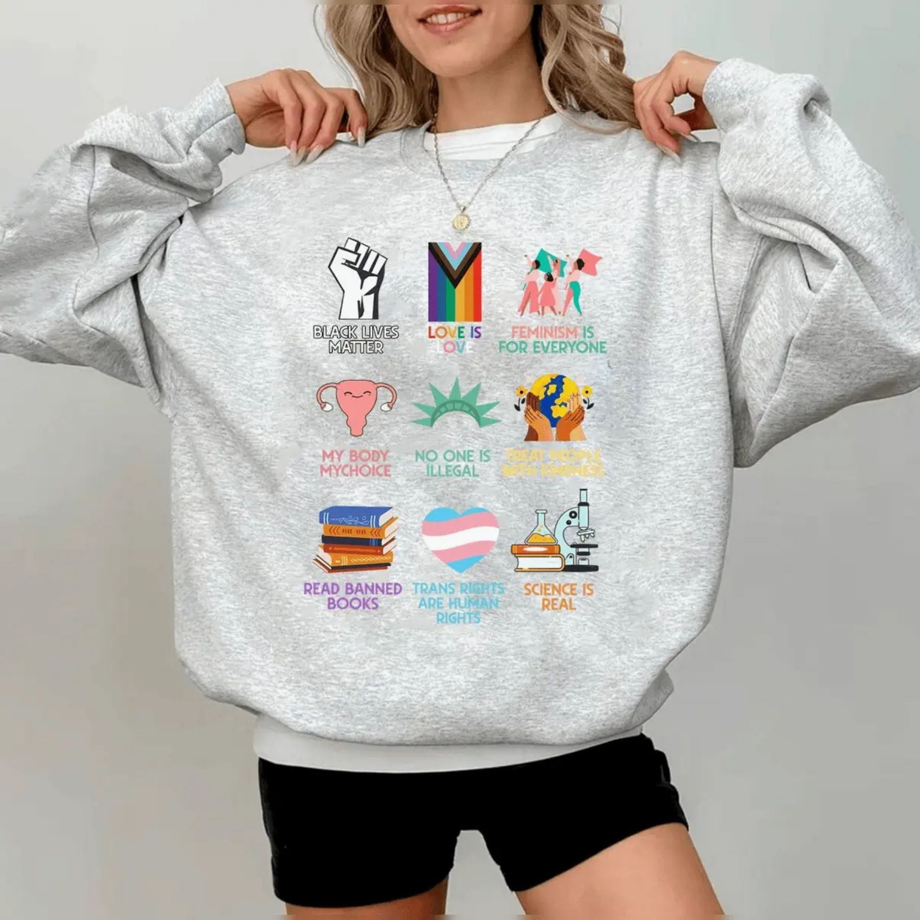 Pasimax Idaho Teacher "Everyone is Welcome Here" Sweatshirt — detail close-up