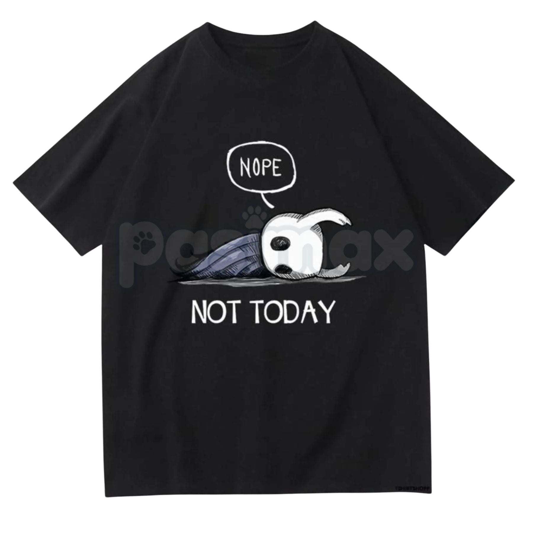 Pasimax Hollow Knight "Nope Not Today" Bench Break T-Shirt - Ghost of Hallownest Sarcastic Graphic Tee, Premium 100% Cotton C