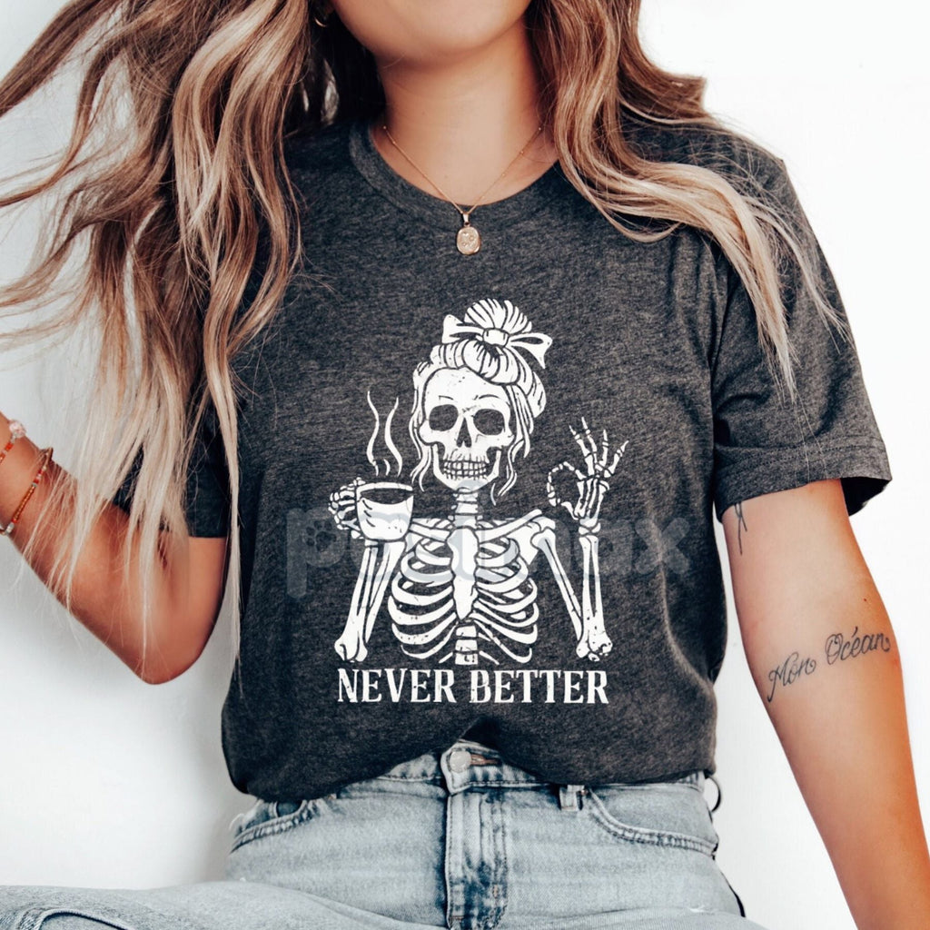 Pasimax Comfort Colors® 'Never Better' Skeleton Shirt — detail close-up