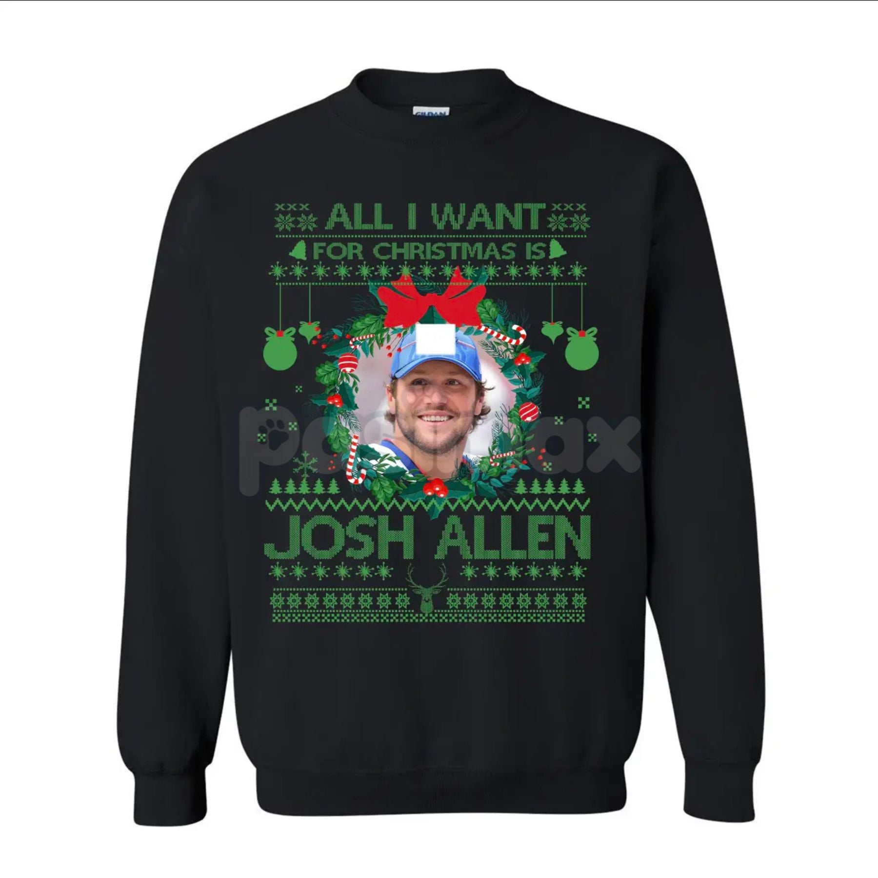 Pasimax Josh Allen #17 Bills Mafia Football Sweatshirt | Buffalo QB Fan Gear | Game Day Apparel — detail close-up