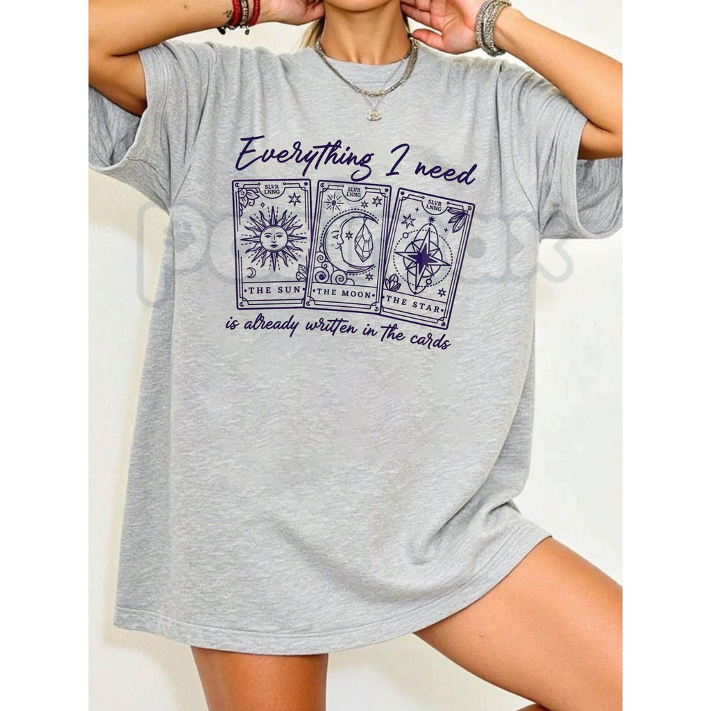 "Everything I Need Is Already Written In The Cards" T-Shirt – Aesthetic Tarot Graphic Tee, Premium 100% Cotton Mystic Worship Top, Soft Lived-In Heavyweight Manifestation Shirt, Made in USA
