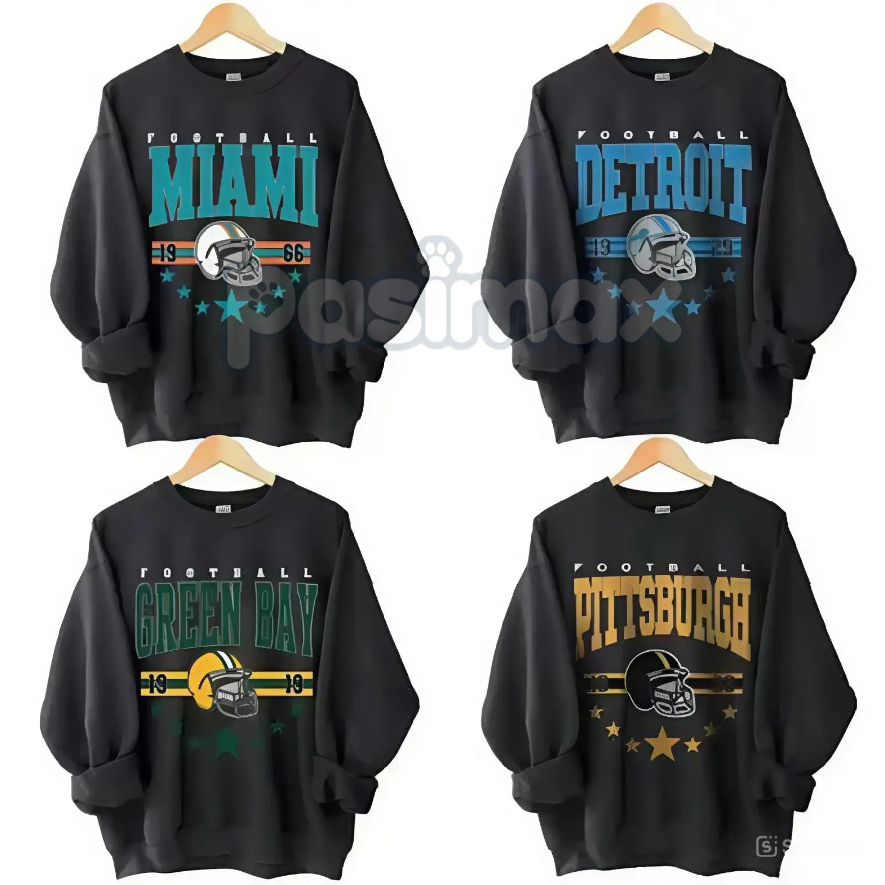Pasimax Vintage 90s All Team Football Sweatshirt — detail close-up