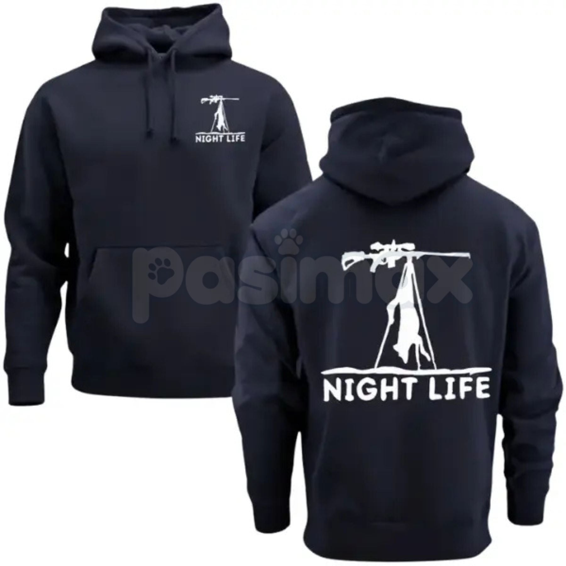 Pasimax Coyote Night Life Hunting Hoodie – Predator Hunter Graphic Pullover, Night Vision & Thermal Hunting Gear, Men’s Rugge