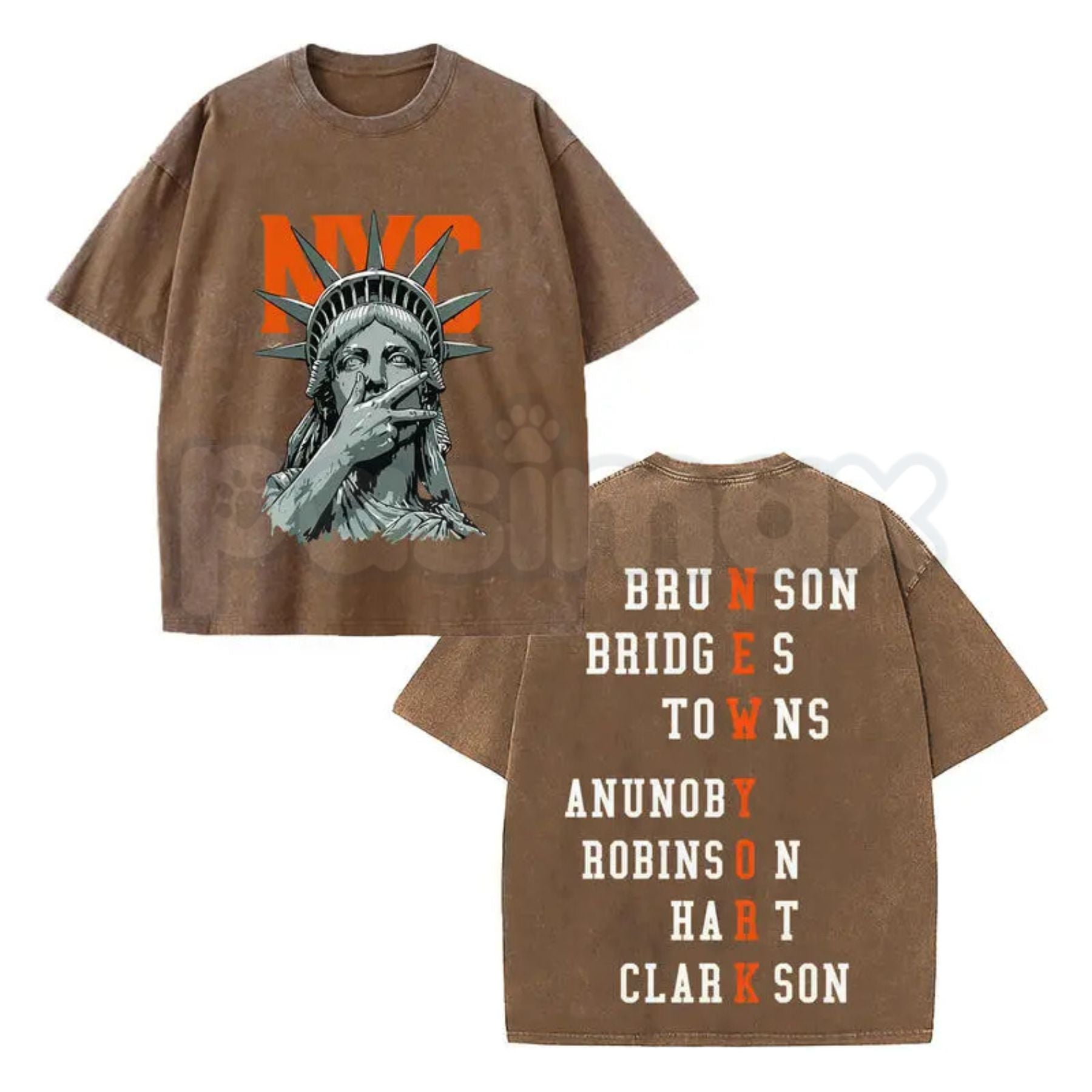 New York 2-Side Graphic T-Shirt – Retro NYC Double Printed Tee, Vintage Washed Manhattan Lightweight Cotton Streetwear Top