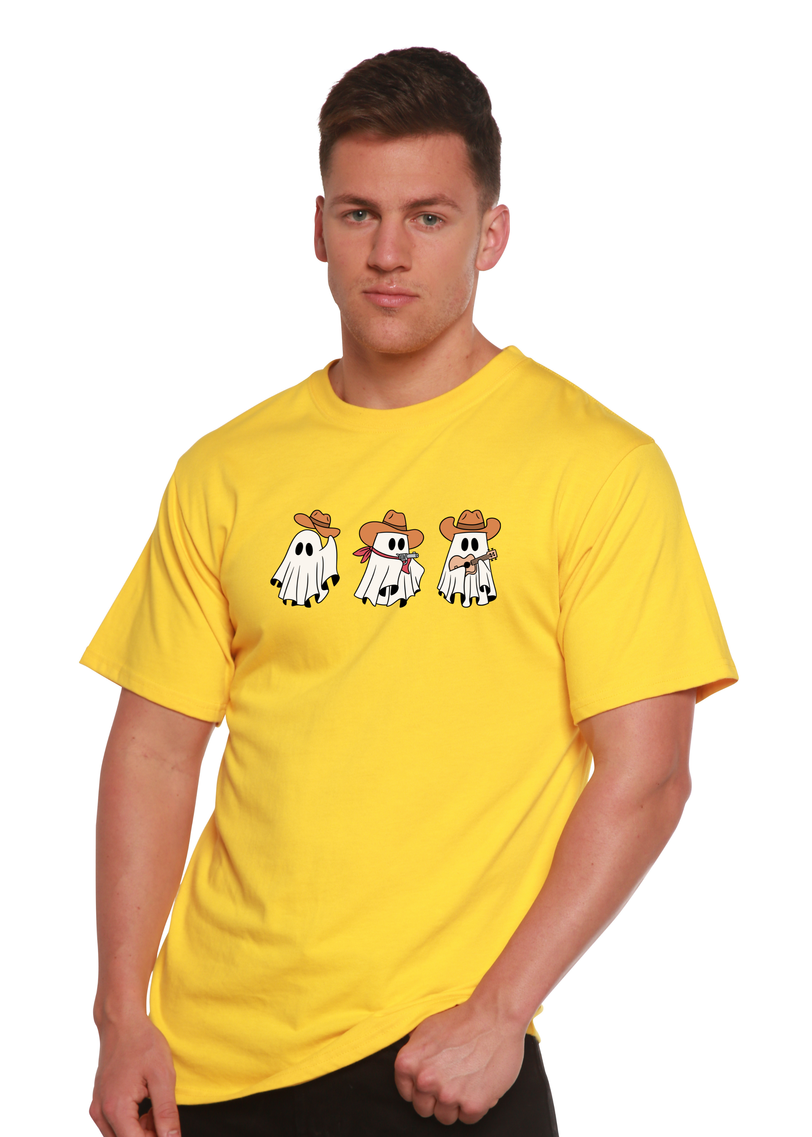 Spun Bamboo Cowboy Ghosts Unisex Bamboo Viscose/Organic Cotton Short Sleeve Graphic T-Shirt — color detail