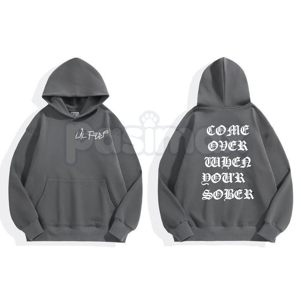 Pasimax Black Lil Peep 'Come Over When You're Sober' Hoodie – COWYS Tribute Streetwear, GothBoiClique Aesthetic Pullover, Uni