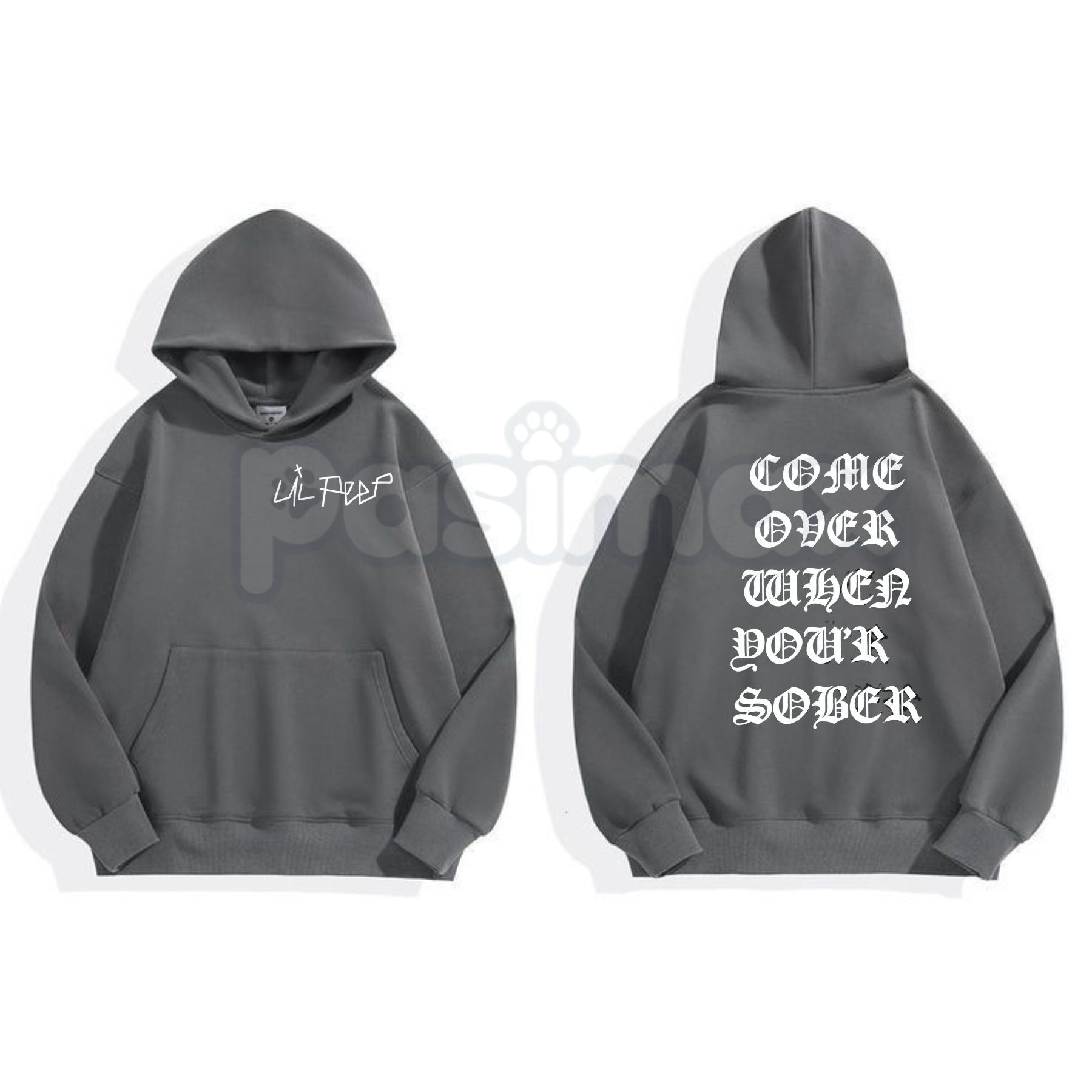 Pasimax Black Lil Peep 'Come Over When You're Sober' Hoodie – COWYS Tribute Streetwear, GothBoiClique Aesthetic Pullover, Uni