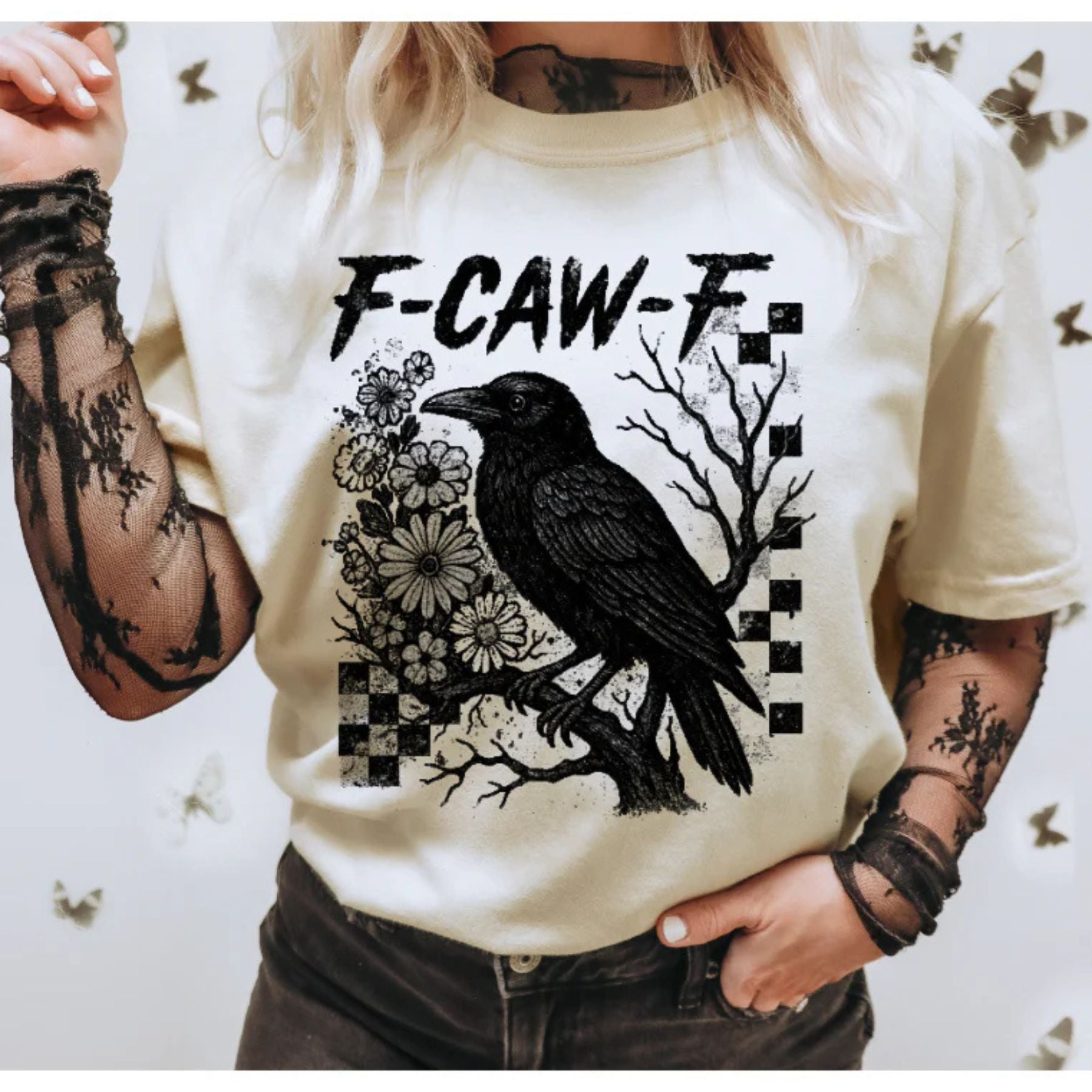 Pasimax Edgy F-Caw-F Crow T-Shirt — detail close-up