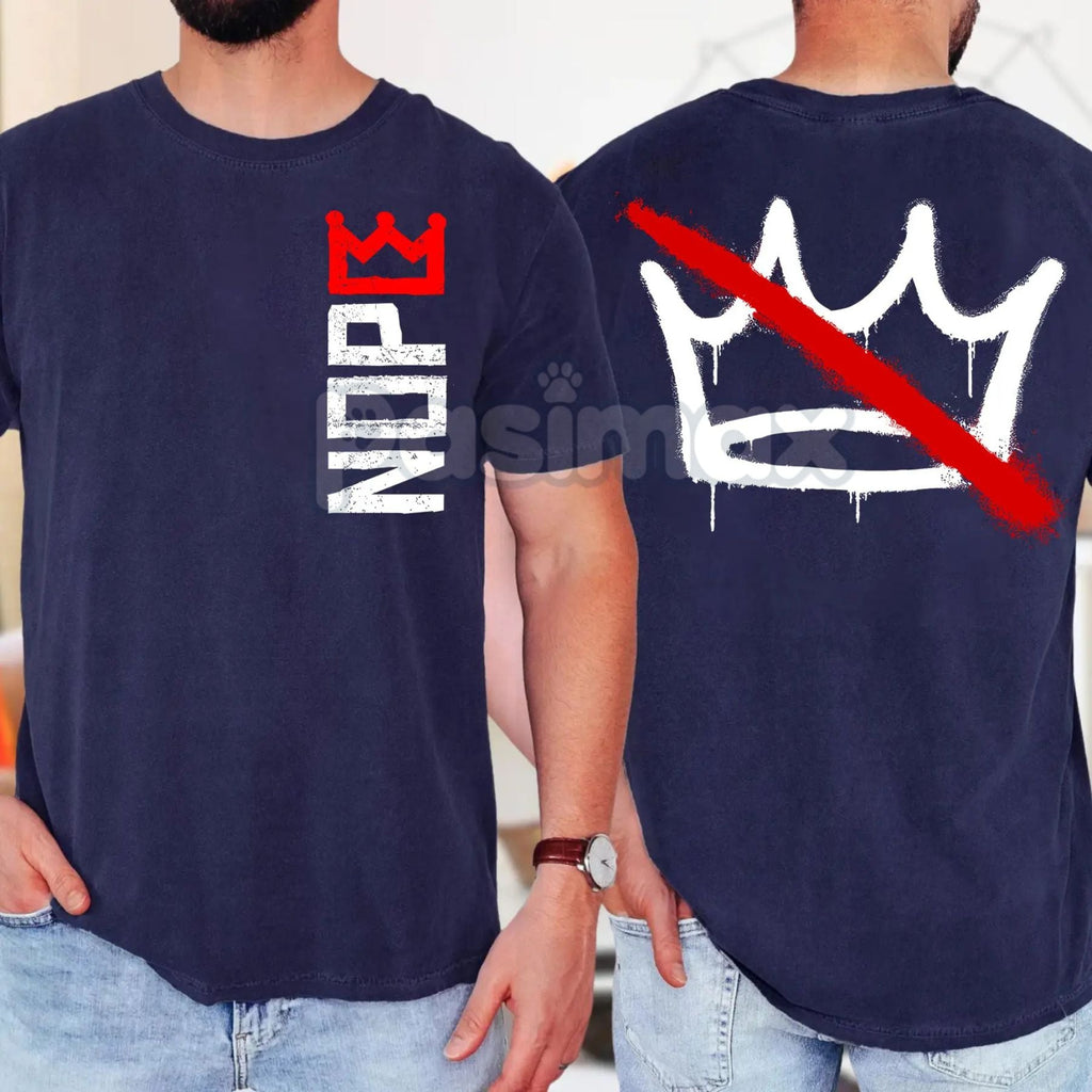 Pasimax "No Kings in America" T-Shirt - Anti-Monarchy Political Statement Tee, Crown Protest Gift, Unisex Patriotic Graphic —