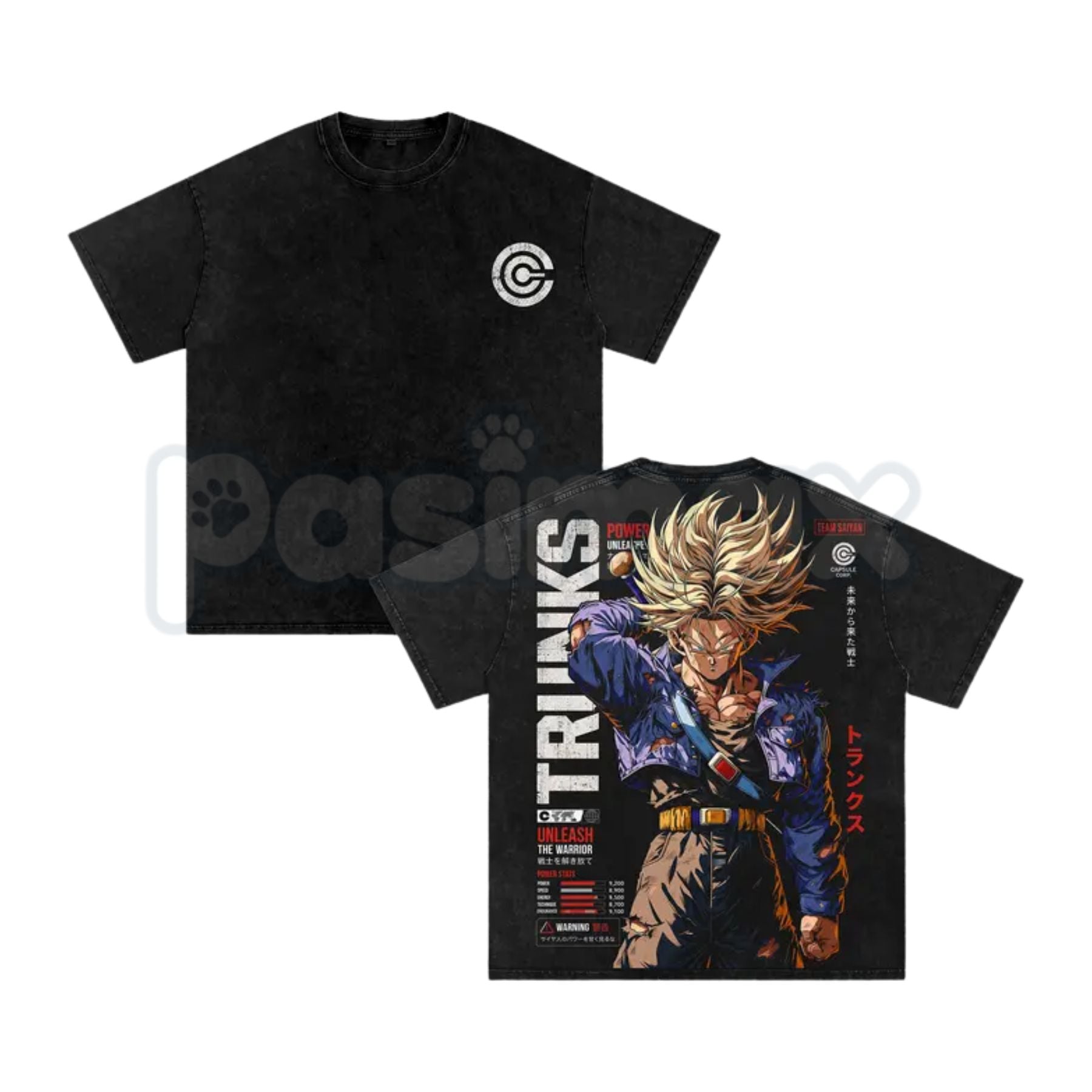 Future Trunks DBZ T-Shirt – Retro Capsule Corp Back Print Graphic Tee, Vintage Washed 90s Anime Lightweight Cotton Saiyan Top