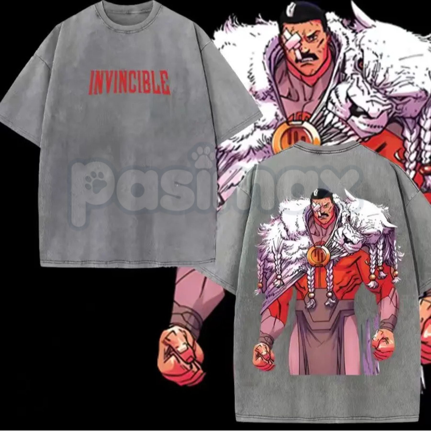 Thragg The Conqueror Viltrumite War T-Shirt – Invincible Comic Double-Sided Print, Oversize Acid Washed Lightweight Cotton Tee