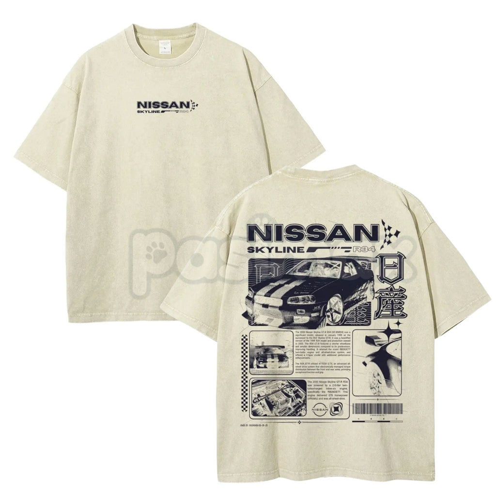 Pasimax Vintage JDM Sports Car Graphic T-Shirt — detail close-up