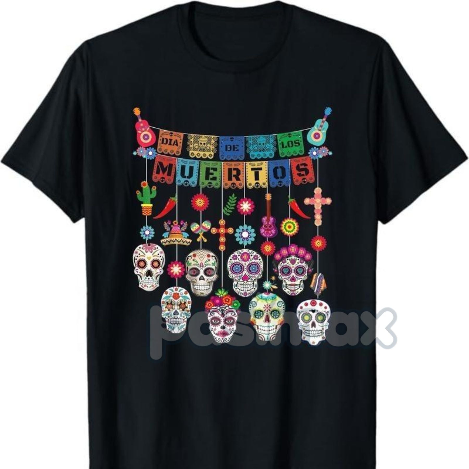 Pasimax Vintage Skeleton Tequila T-Shirt — detail close-up