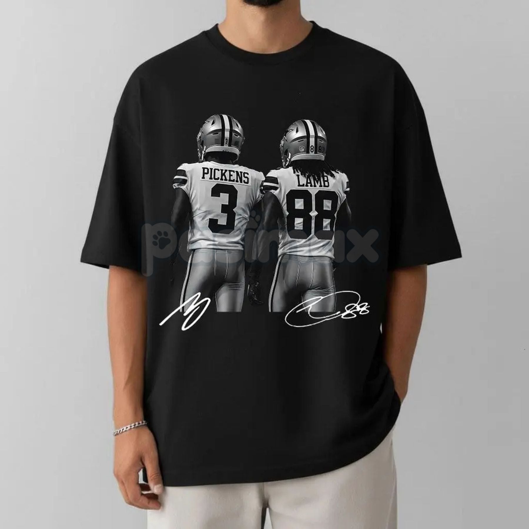 Pasimax George Pickens & CeeDee Lamb Funny Graphic Tee - Unisex Casual Football Shirt, Game Day Wide Receiver Duo Apparel, Gi