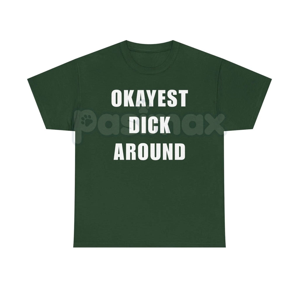 "Okayest Weiner Around" Funny T-Shirt – Sarcastic Weiner Dog Graphic Tee, Premium 100% Cotton Dachshund Humor Top, Soft Lived-In Heavyweight Doxie Lover Shirt, Made in USA