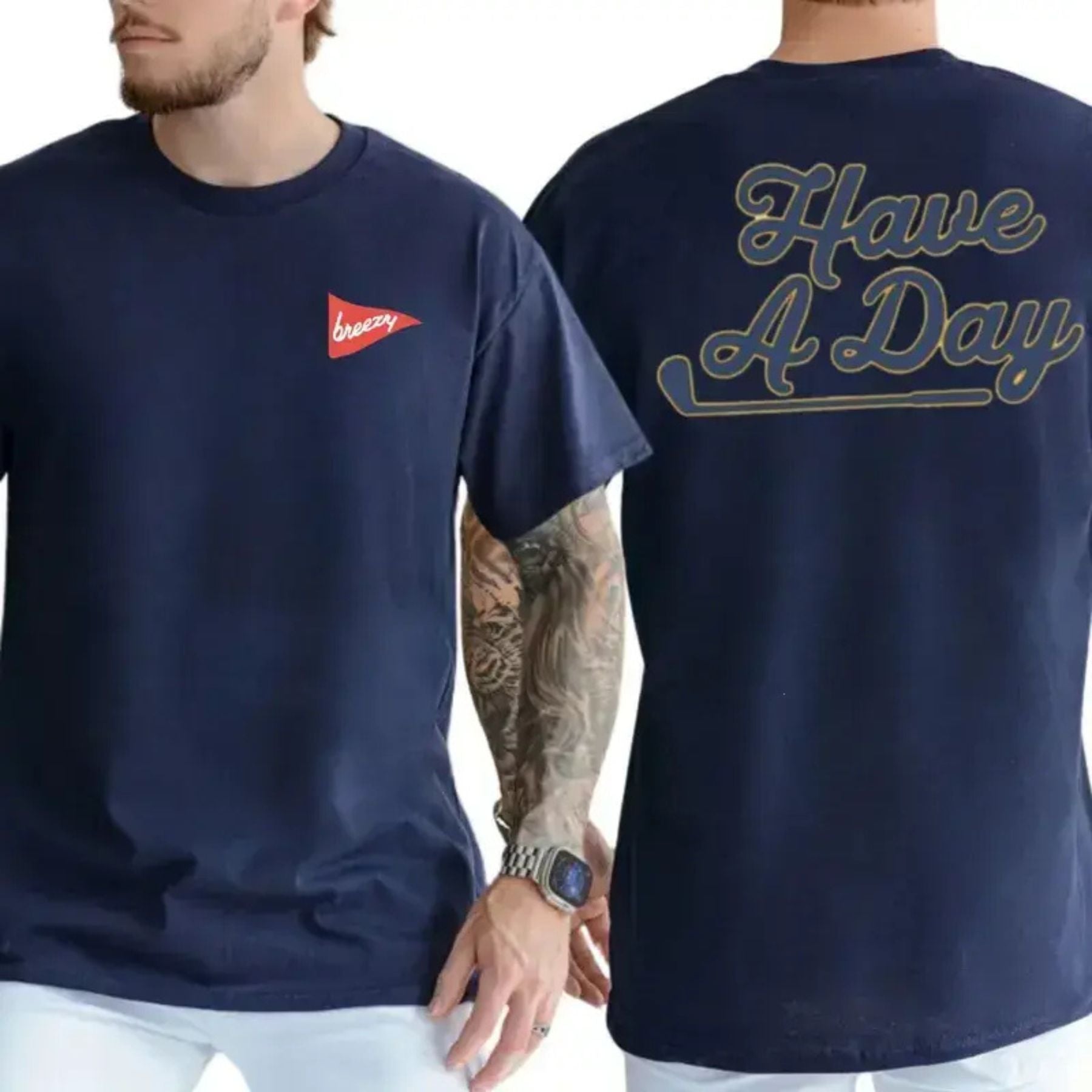Pasimax Breezy Golf "Have A Day" 2-Sided Tee — detail close-up
