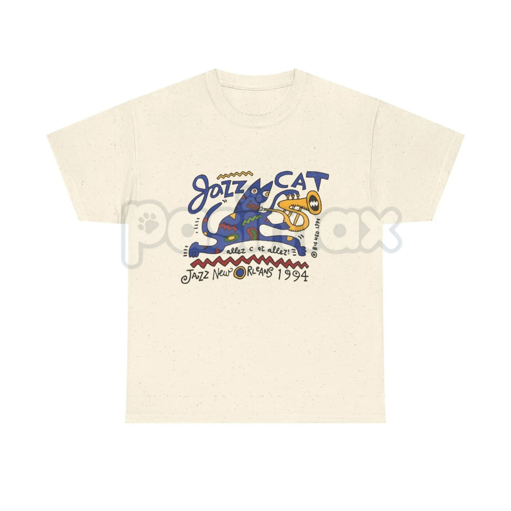 Pasimax Vintage Jazz Cat "Midnight Session" T-Shirt - Retro Saxophone Cat Graphic Tee, Blue Note Style Jazz Apparel, Mid-Cent