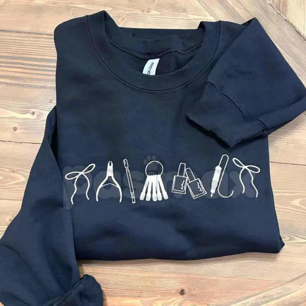Pasimax Nail Artist Icon Embroidered Sweatshirt – Chic Salon & Manicurist Wardrobe Essential — lifestyle context