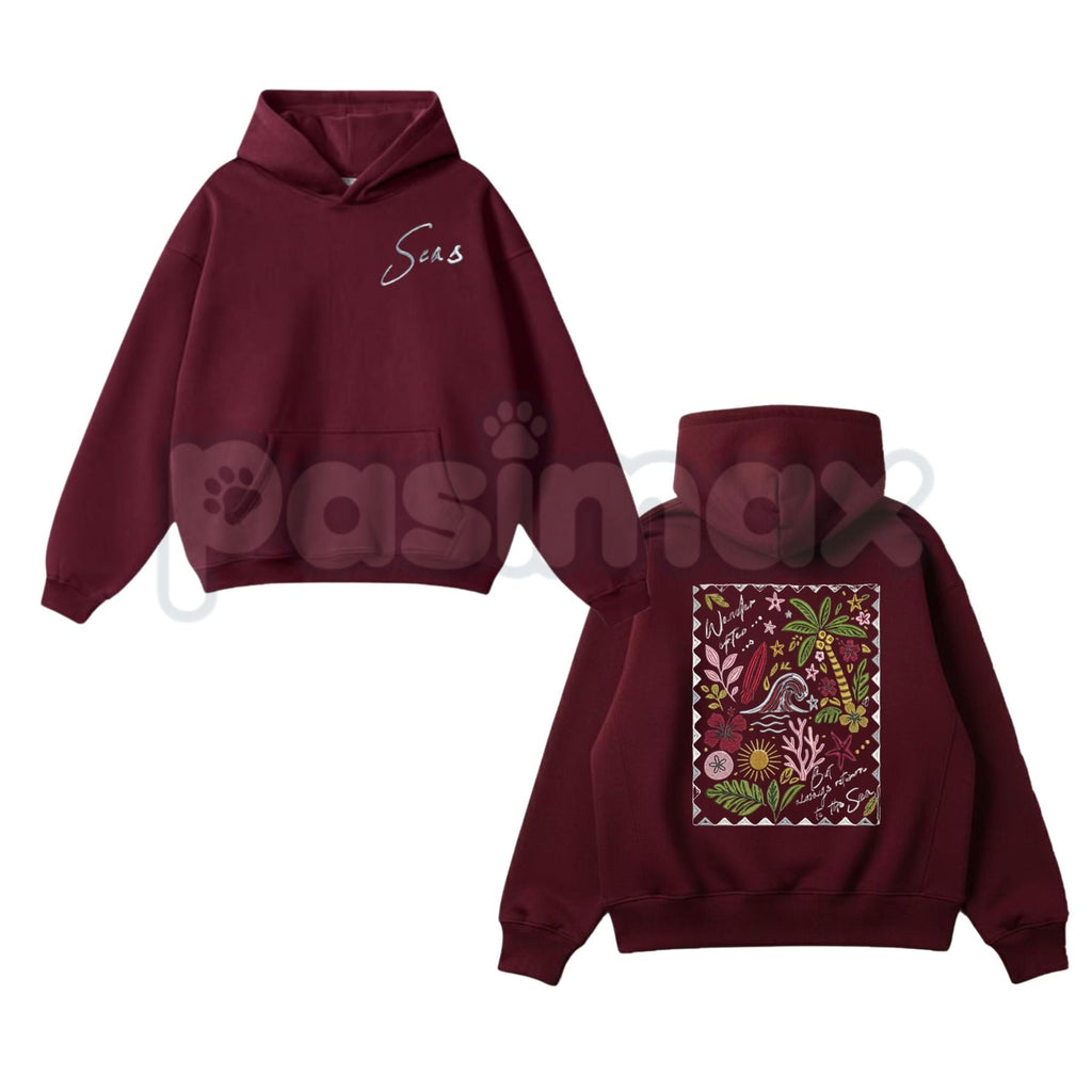 "The Sea" Embroidered Unisex Hoodie – Minimalist Coastal Aesthetic, Heavy Blend Comfort Sweater