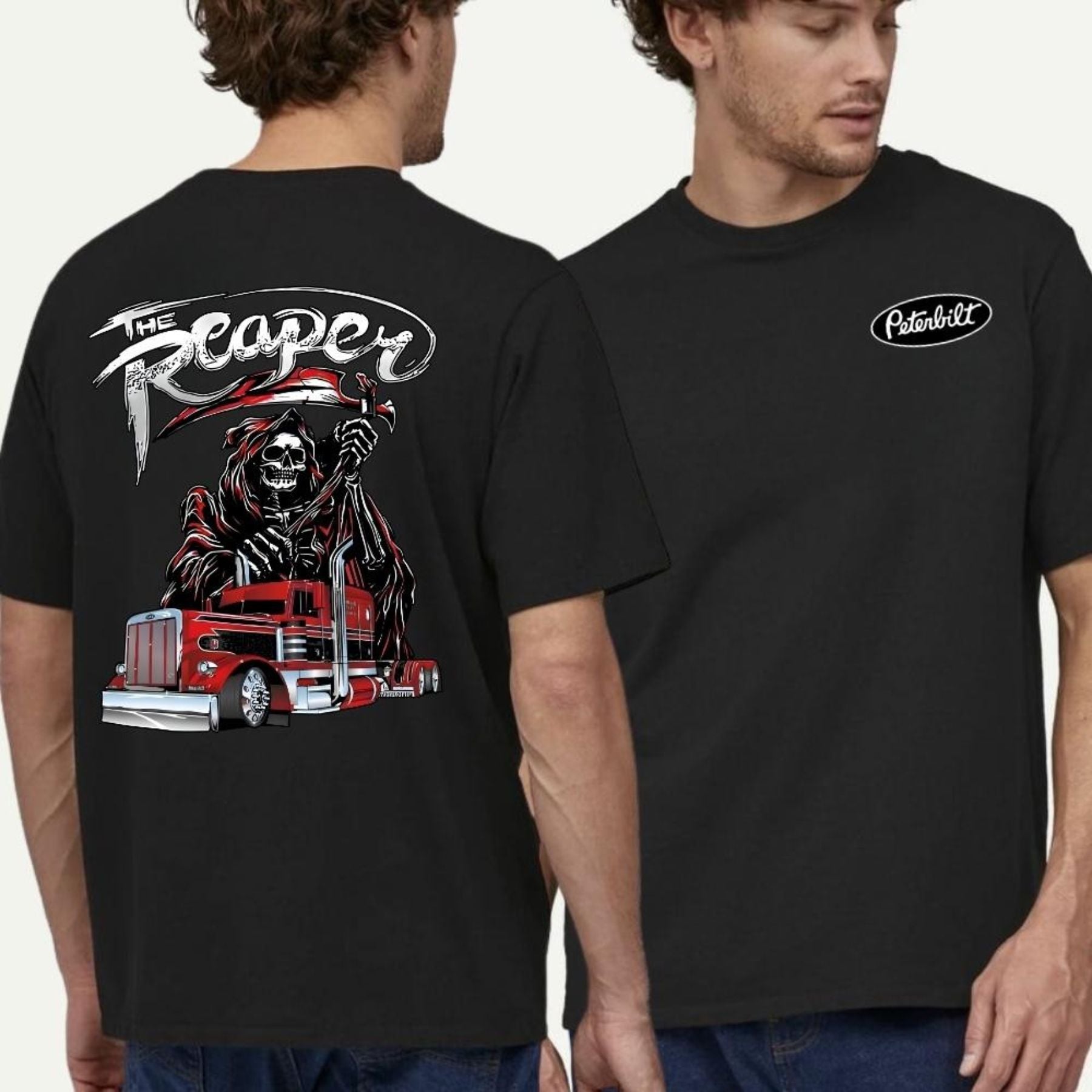 Pasimax The Reaper Peterbilt Truck T-Shirt — detail close-up