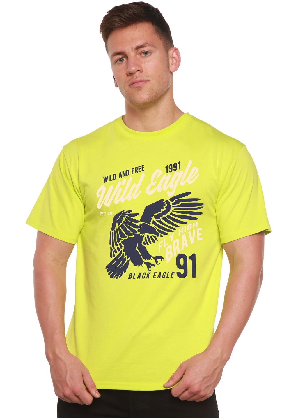Spun Bamboo Wild Eagle Spun Bamboo® Men's Bamboo Viscose/Organic Cotton Short Sleeve Graphic T-Shirt — back view