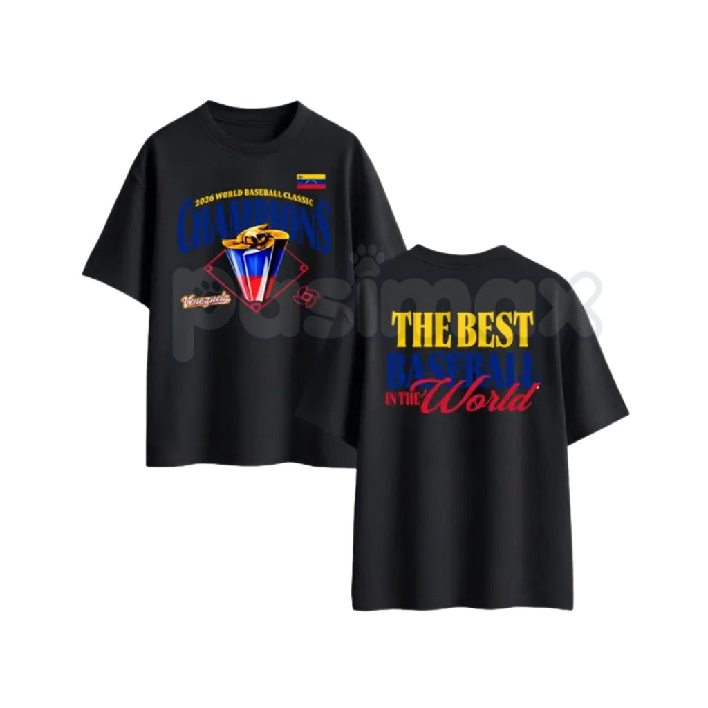 Pasimax Venezuela "2026 Baseball Champions" T-Shirt — detail close-up