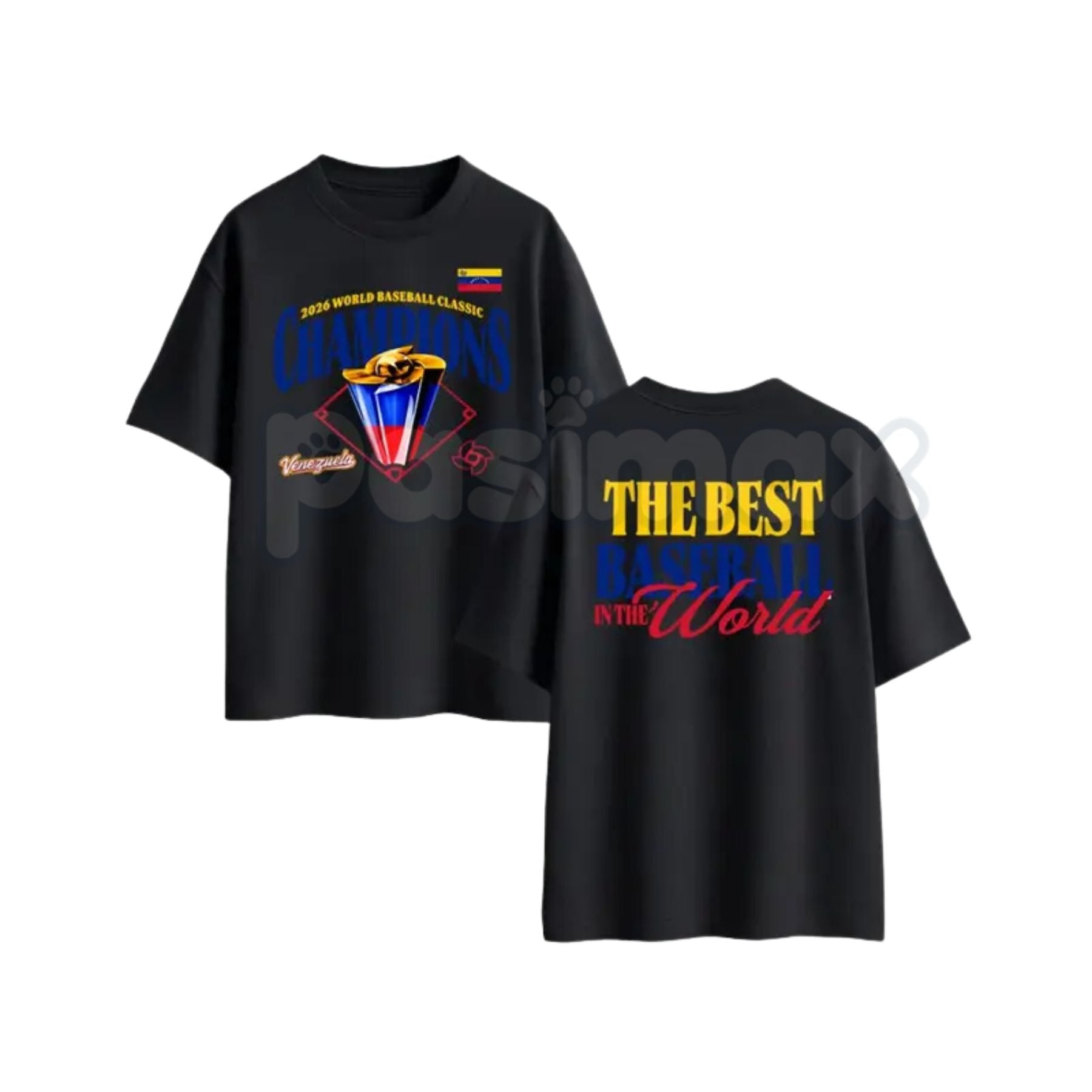 Pasimax Venezuela "2026 Baseball Champions" T-Shirt — detail close-up