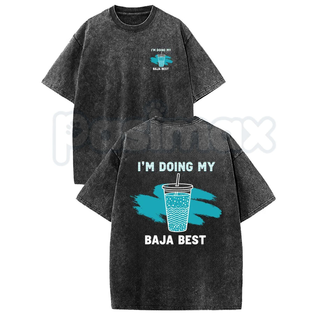 Doing My Best Vintage Drink T-Shirt – Retro Beverage Graphic Tee, Mineral Faded Lightweight Cotton Unisex Streetwear Top