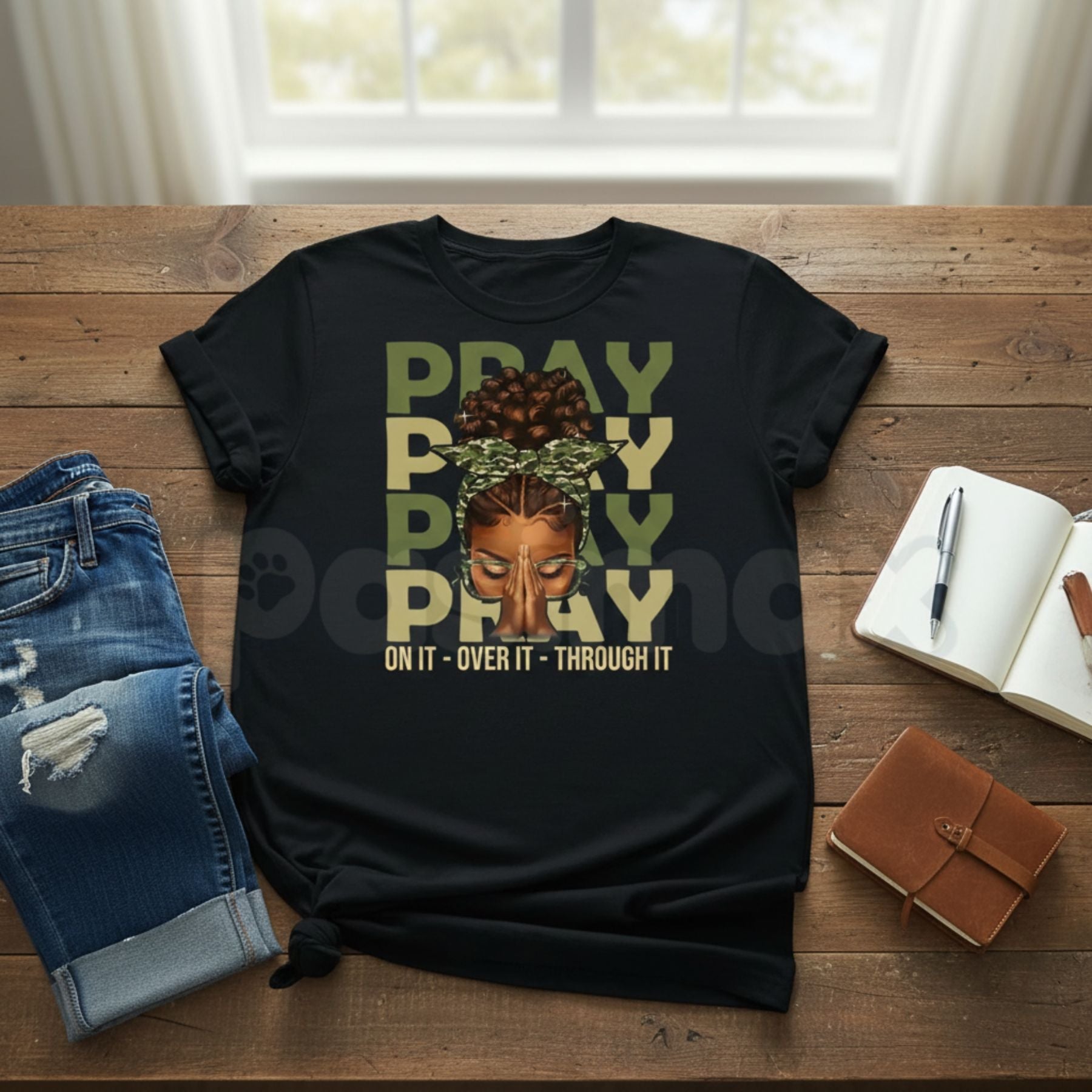 "Fortify Your Faith" Black Woman Afro Christian T-Shirt – Inspirational Melanin Faith Graphic Tee, Premium 100% Cotton Religious Empowerment Top, Soft Lived-In Heavyweight Blessed Queen Shirt, Made in USA