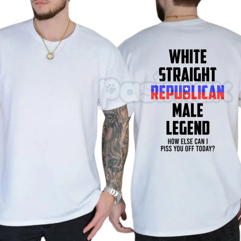 "White Straight Republican Male Legend" T-Shirt – Bold Identity Graphic Tee, Premium 100% Cotton Conservative Menswear, Soft Lived-In Heavyweight Heritage Shirt, Made in USA