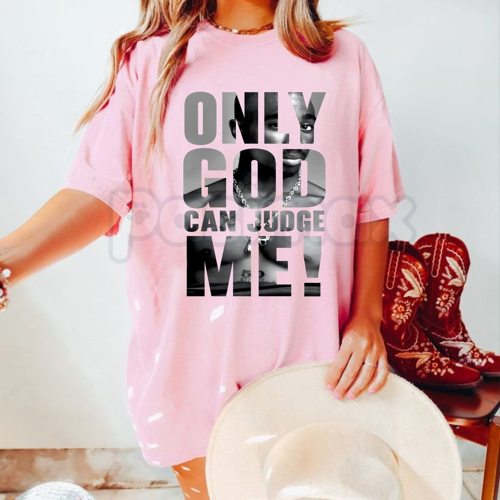 Pasimax Tupac "Only God Can Judge Me" T-Shirt – Premium 100% Cotton 2Pac Graphic Tee, Vintage Aesthetic Hip-Hop Legend Top, S