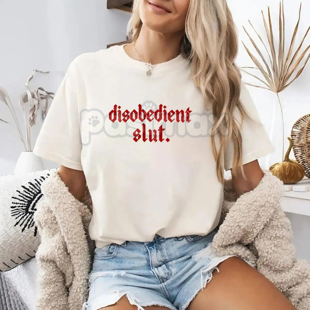 Pasimax Rebellious Attitude Graphic Tee - Bold Gothic Letter Print Shirt, Unisex Edgy Aesthetic Apparel, Dark Aesthetic Stree
