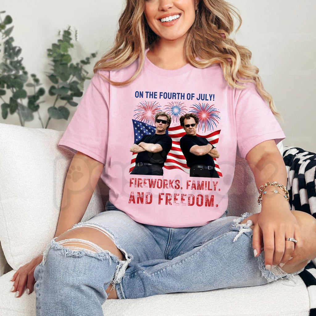 "Boats Hoes and Freedom" 4th of July T-Shirt – Funny Patriotic Nautical Graphic Tee, Premium 100% Cotton Independence Day Party Top, Soft Lived-In Heavyweight Summer Lake Life Shirt, Made in USA