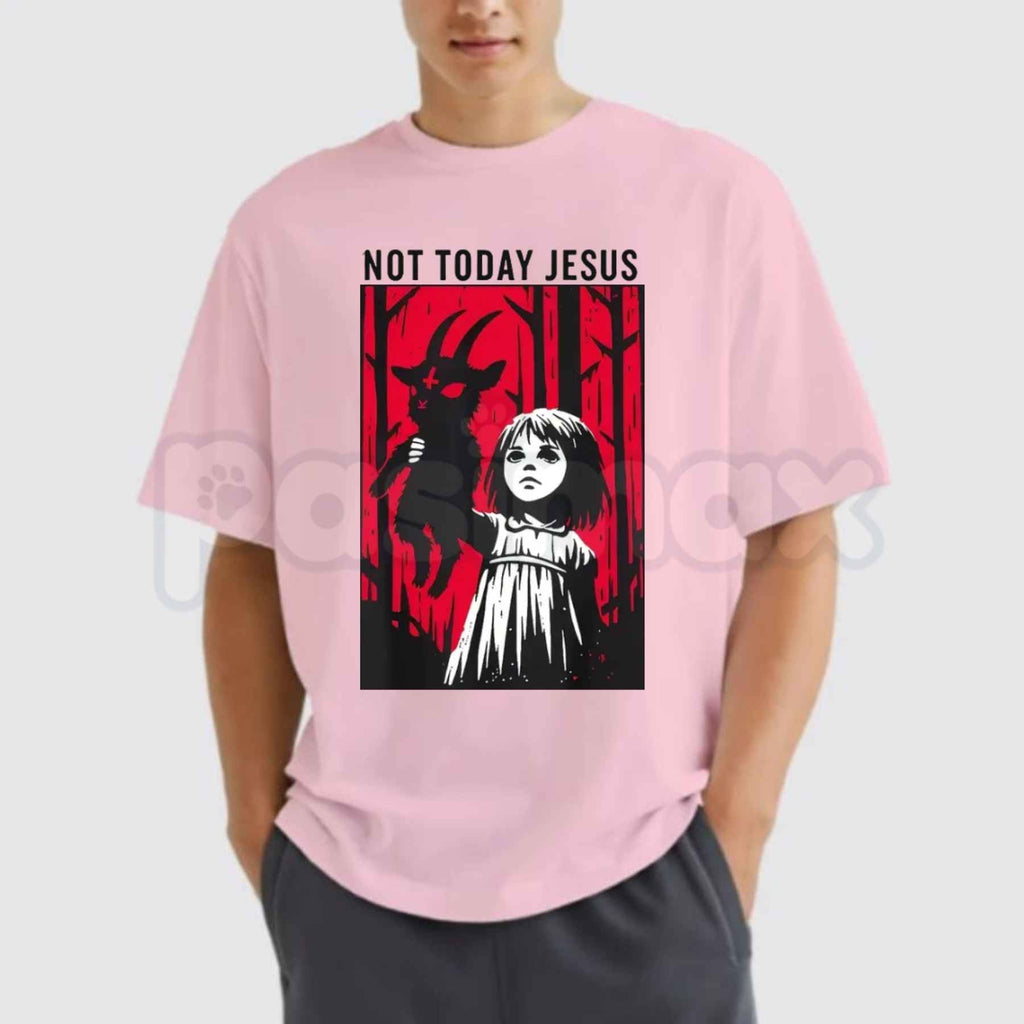 Not Today Jesus Baphomet Goat Design T-Shirt – Occult Satanic Goth Graphic Tee, Sarcastic Dark Humor Unisex Esoteric Demon Horns Shirt