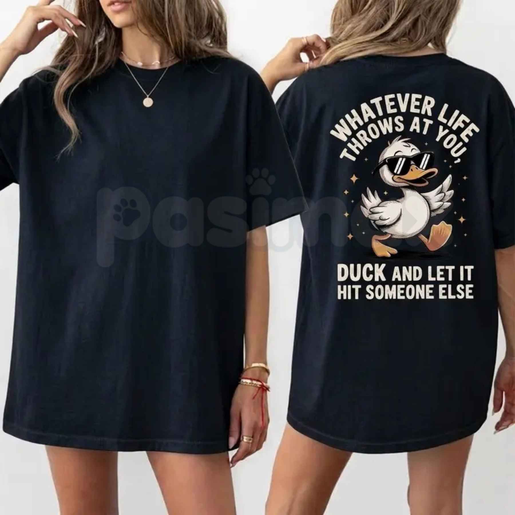 Whatever Life Throws At You Duck Shirt – Funny Duck Pun Tee, Cute Sarcastic Graphic T-Shirt, Wholesome Silly Mallard Unisex Classic Cotton Shirt
