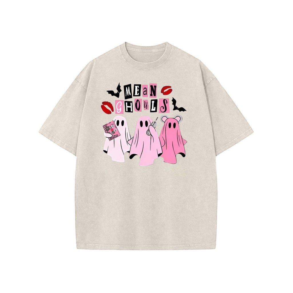 Pasimax Unisex "Mean Ghouls" Halloween T-Shirt — detail close-up