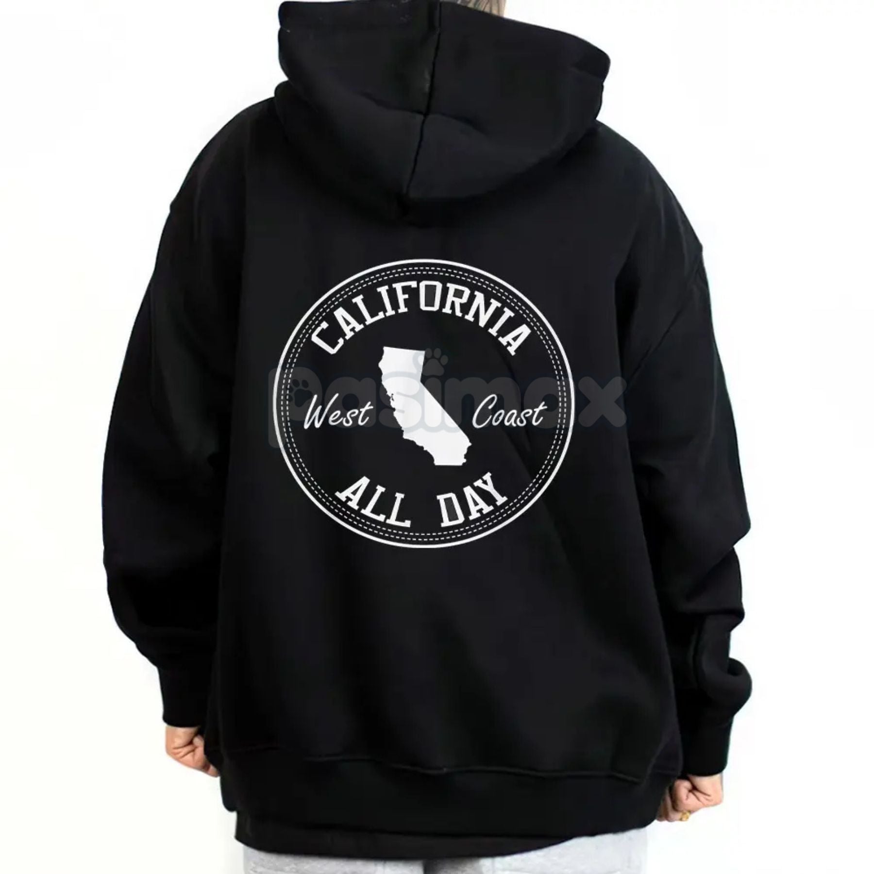 Pasimax Cali Chicano Lowrider Oversized Graphic Hoodie – Medium Heavy Pullover, Unisex Streetwear Sweatshirt — detail close-u