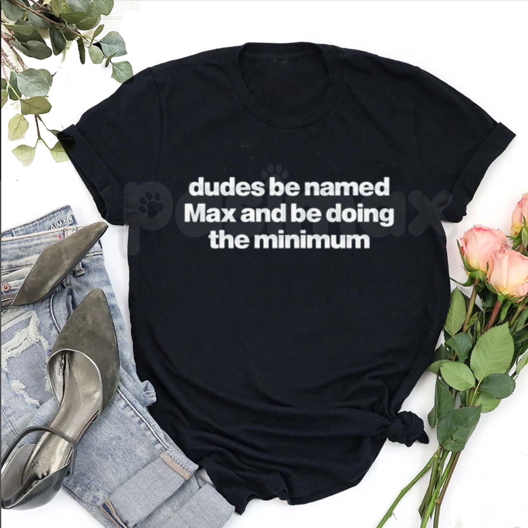 "Dudes Named Max Doing The Minimum" T-Shirt – Funny Viral Slang Graphic Tee, Premium 100% Cotton Sarcastic Pun Top, Soft Lived-In Heavyweight Irony Aesthetic Shirt, Made in USA