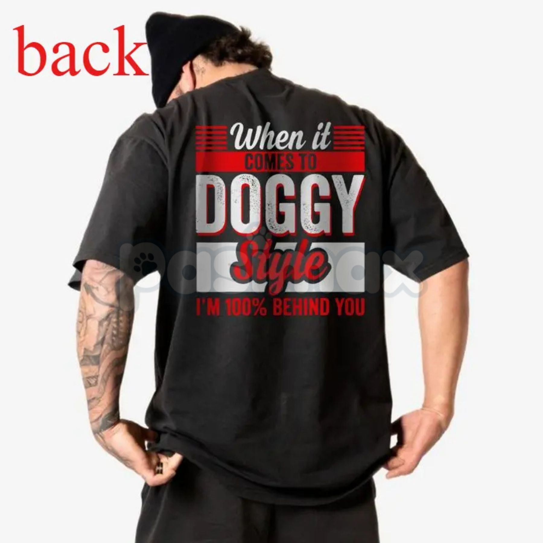 Pasimax "When It Comes To Style" Graphic T-Shirt – Back-Sided Printed Letter Crewneck, Hoodie & Sweatshirt — detail close-up