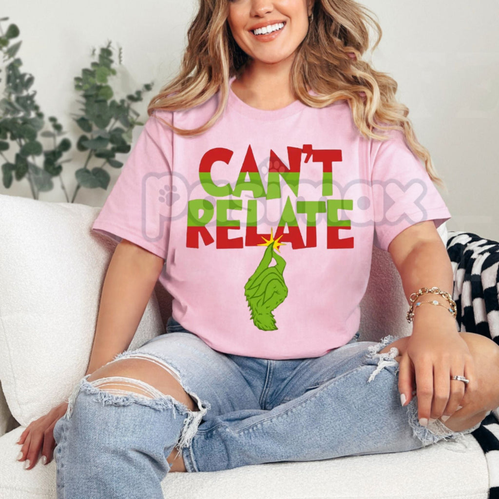 Pasimax "Can’t Relate" Holiday Tee - Funny Anti-Christmas Slogan Shirt, Sarcastic Seasonal Apparel, Jaded Holiday Humor Gift 