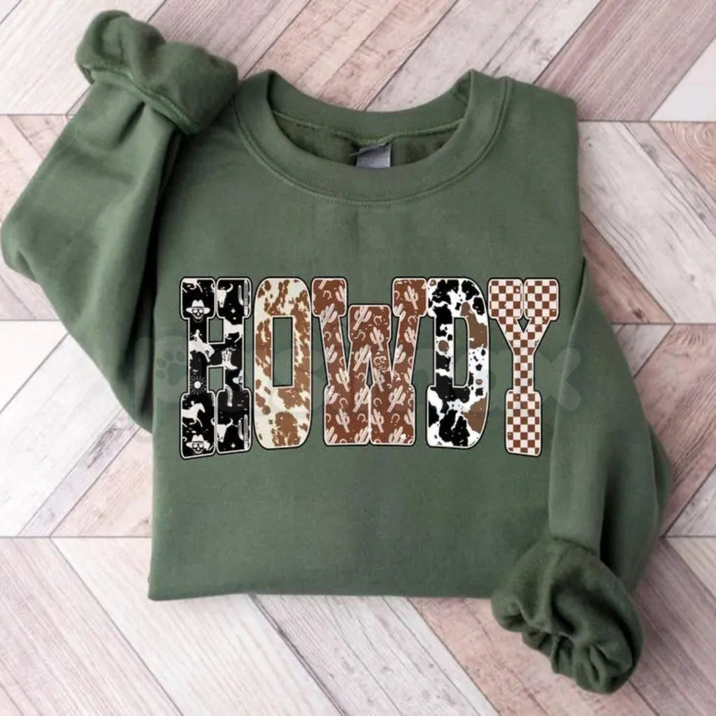 Pasimax Howdy Yee Haw Western Sweatshirt | Retro Rustic Country Jumper | Cowgirl Aesthetic Crewneck | Fun Western Wear Gift —