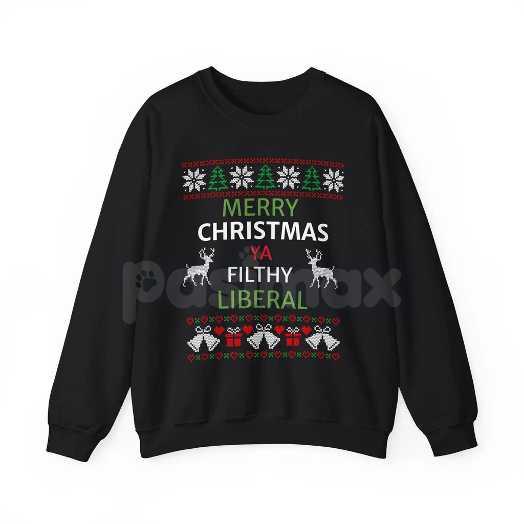 Pasimax "Merry Christmas Lib" Funny Political Christmas Sweatshirt | Ironic Gag Gift Holiday Jumper | Conservative Humor Xmas