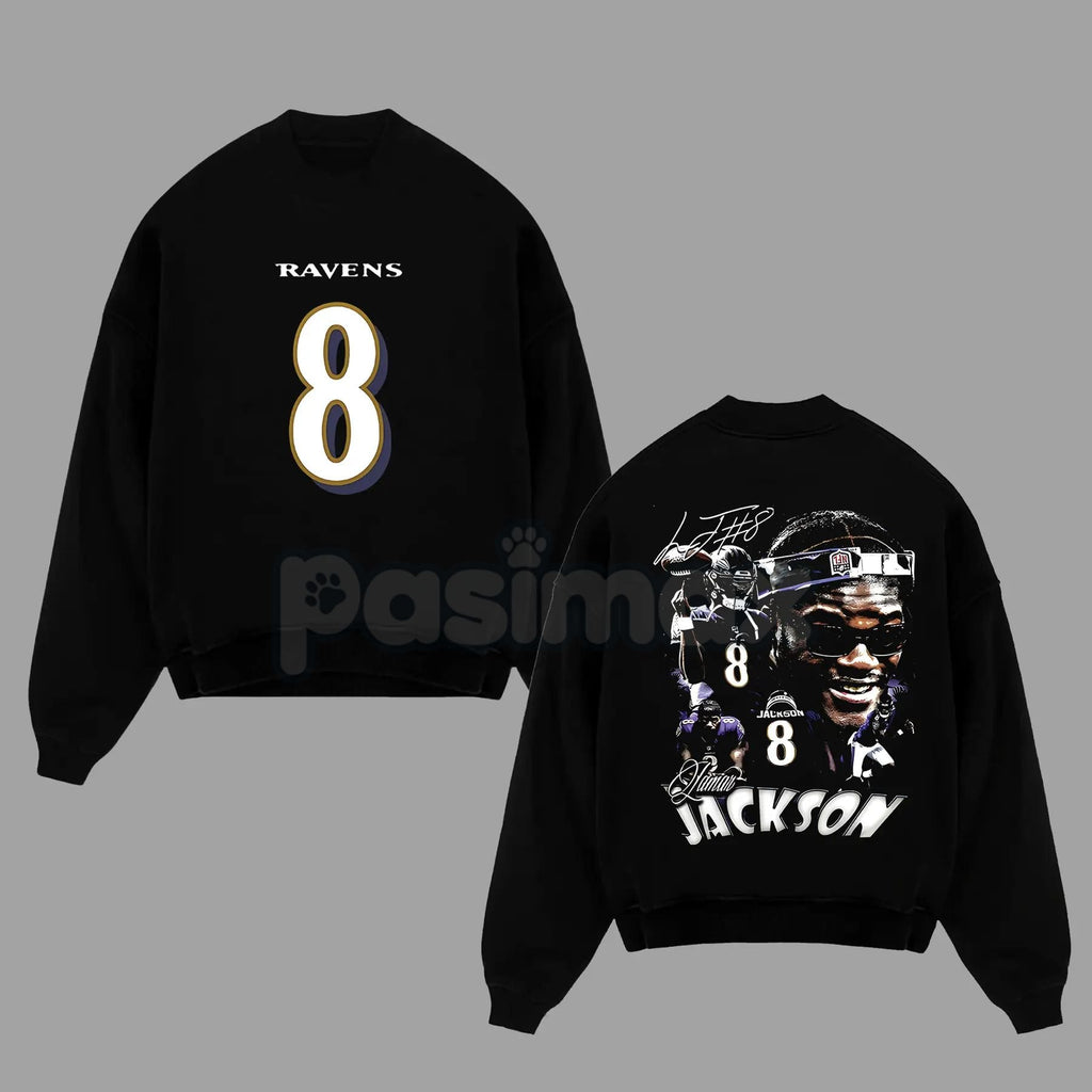 Pasimax Lamar Jackson 8 Flock Nation Outfit V2 Cotton Hoodie – Baltimore Football Fan Pullover, Unisex Game Day Apparel — lif